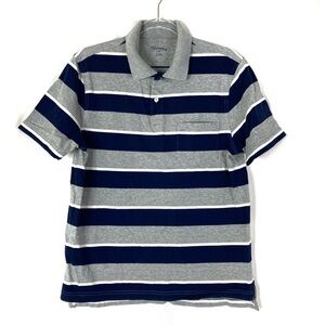 St. John's Bay | Men's Gray Navy Stripe Short Sleeve Polo Shirt M